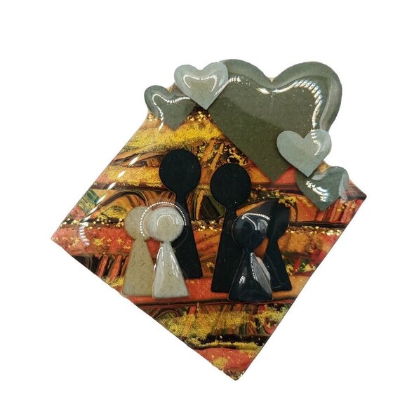 Lucinda People Pin Adults Children Diversity Hearts Green Black Orange Glitter - Picture 1 of 2